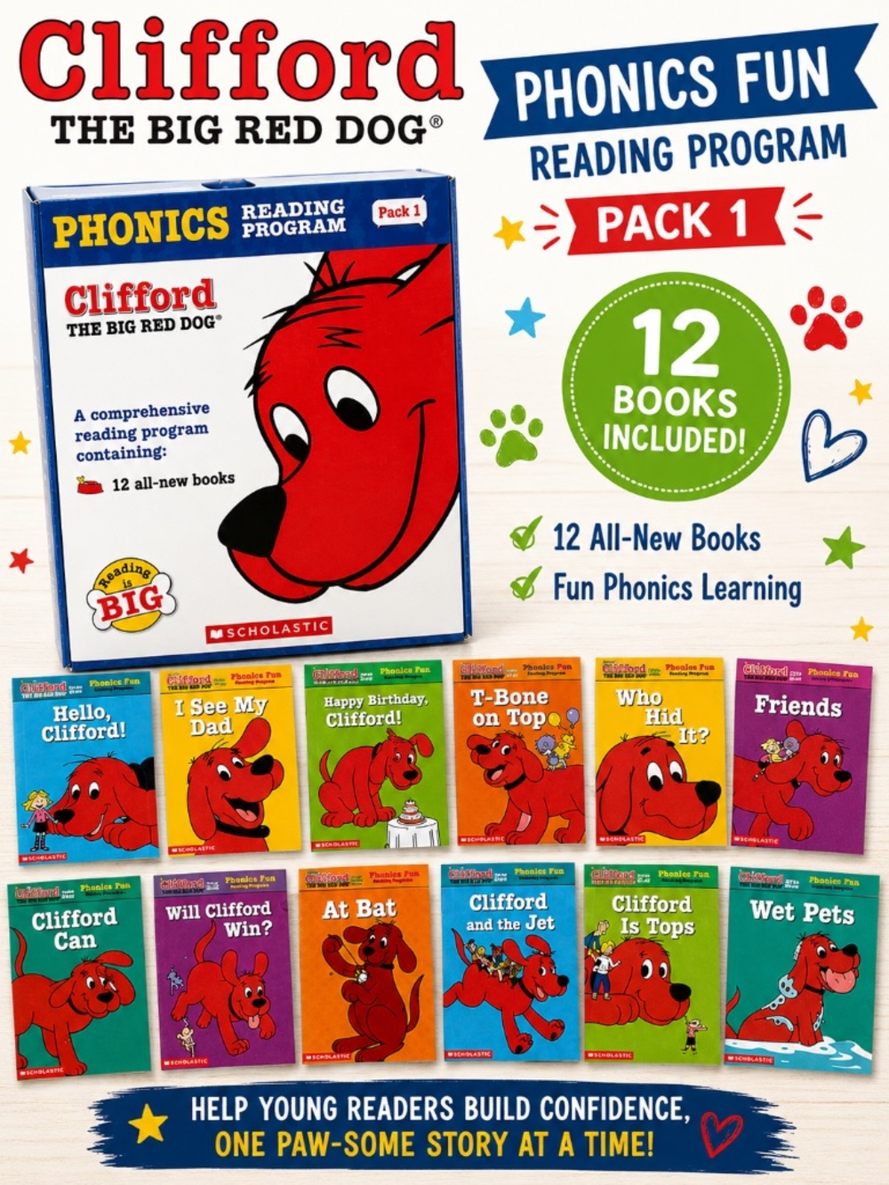 Clifford the Big Red Dog Phonics Fun Reading Program Pack 1 12 Books